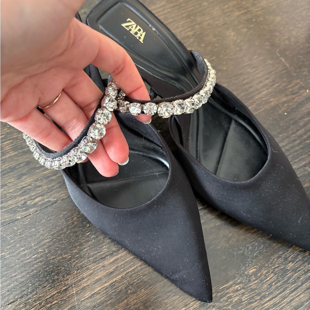 Zara Black Heels with Crystal Embellishments - Picture 2 of 3